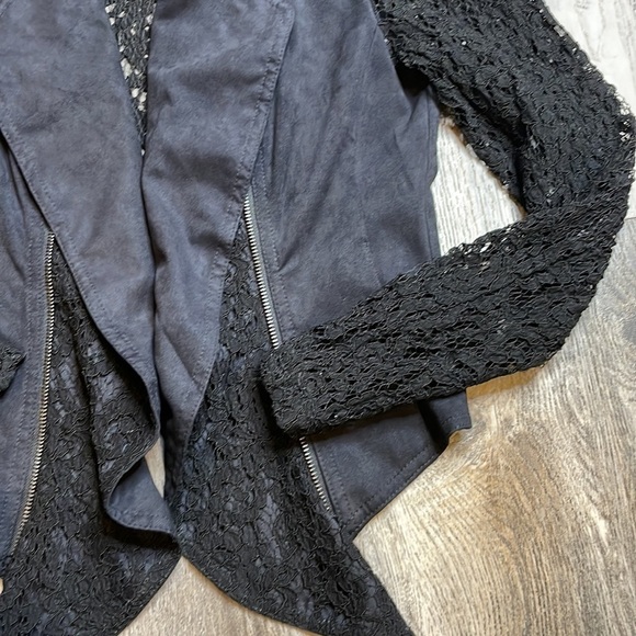 International Clothing Company Women’s Black Suede and Lace Moto Jacket, sz XS - Picture 4 of 11